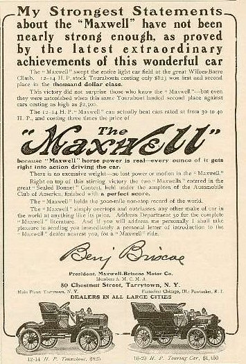 1907 Maxwell Auto Advertising